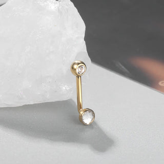 G23 Titanium Christina Vertical Hood Piercing Internal Thread CZ Crystal Belly Button Ring Body Piercing Jewelry 14G