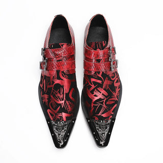 Fashion Red Print Wedding Party Dress Shoes Elegant Business Birthday Ball Shoes Real Leather Men Plus Size Slip on Oxford Shoes