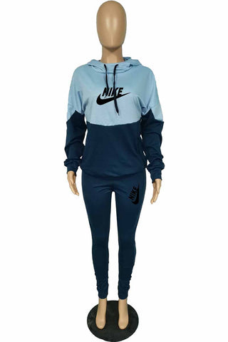 Red Casual Print Patchwork Letter Hooded Collar Long Sleeve Two Pieces