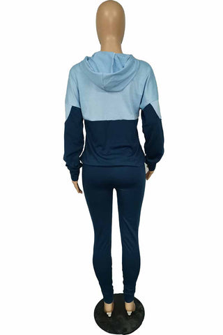 Red Casual Print Patchwork Letter Hooded Collar Long Sleeve Two Pieces