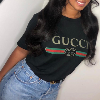 Black Casual Letter Print O Neck T-Shirts