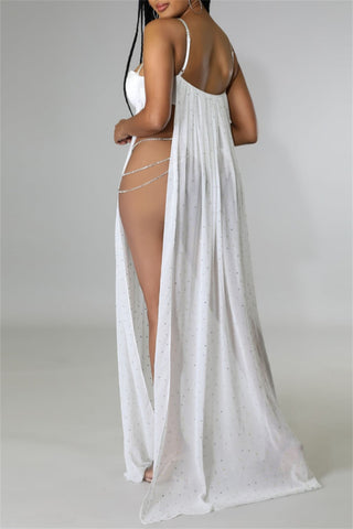 Black Sexy Patchwork Slit Spaghetti Strap Bodycon Bodysuits