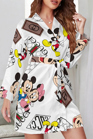 White Casual Letter Print Lace Up Contrast Christmas Day Sleepwear