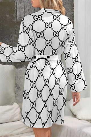 White Casual Letter Print Lace Up Contrast Christmas Day Sleepwear