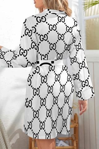 White Casual Letter Print Lace Up Contrast Christmas Day Sleepwear