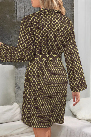 Casual Daily Letter Print Lace Up Contrast Sleepwear