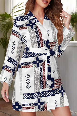 Casual Daily Letter Print Lace Up Contrast Sleepwear