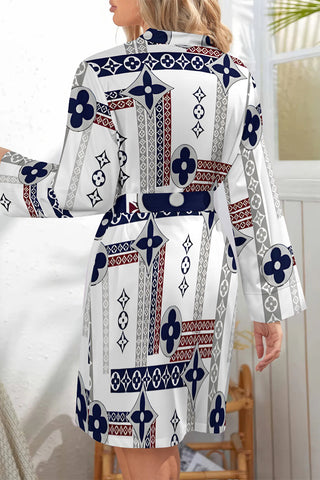 Casual Daily Letter Print Lace Up Contrast Sleepwear