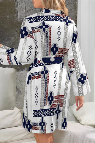 Casual Daily Letter Print Lace Up Contrast Sleepwear