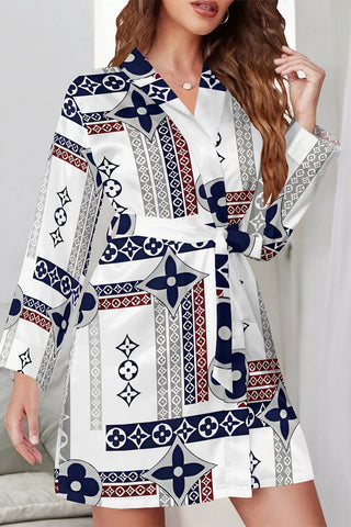 Casual Daily Letter Print Lace Up Contrast Sleepwear