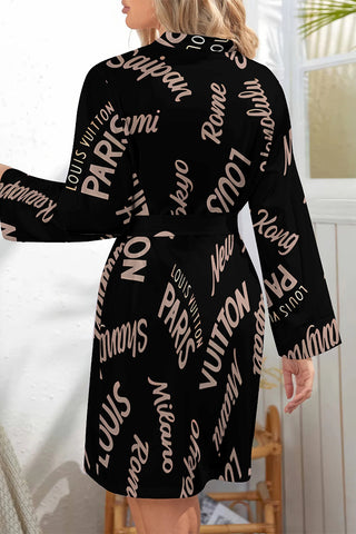 Casual Daily Letter Print Lace Up Contrast Sleepwear