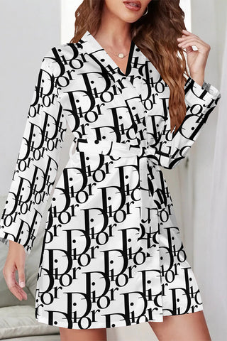 White Sexy Letter Print Lace Up Contrast Sleepwear