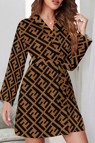 Coffee Sexy Letter Print Lace Up Contrast Sleepwear