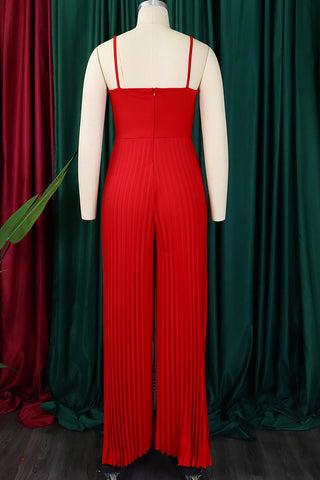 Yellow Casual Solid Color Patchwork Flower Shape Spaghetti Strap Loose Jumpsuits