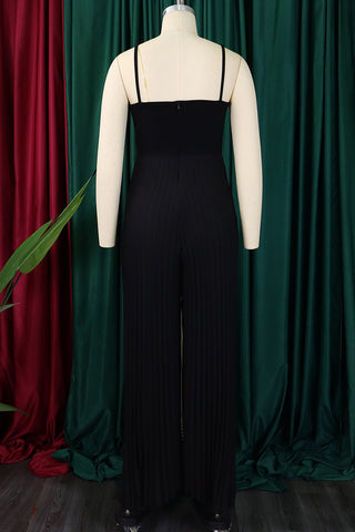 Yellow Casual Solid Color Patchwork Flower Shape Spaghetti Strap Loose Jumpsuits