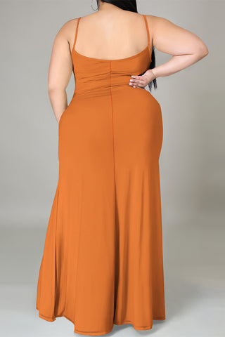 Casual Cartoon Print Slit Contrast U Neck Printed Plus Size Dresses