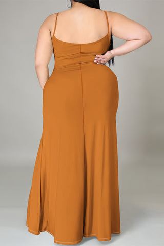 Casual Cartoon Print Slit Contrast U Neck Printed Plus Size Dresses