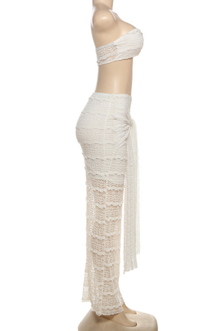 Green Sexy Solid Color Strap Design Strapless Sleeveless Two Pieces