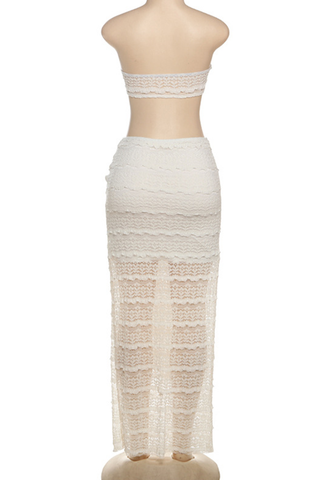 Green Sexy Solid Color Strap Design Strapless Sleeveless Two Pieces