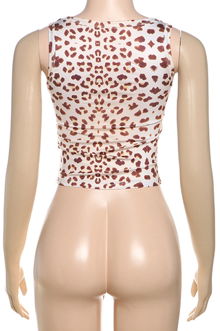 Leopard Print Sexy Leopard Print Lace Asymmetrical Collar Tops