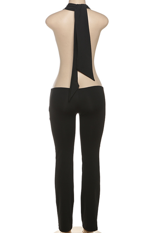 Yellow Sexy Solid Color Backless Deep V Neck Skinny Jumpsuits