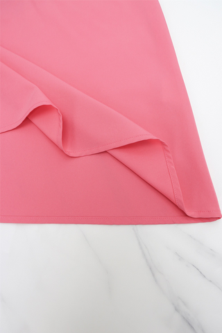 Pink Casual Solid Color Buckle Strap Design Turndown Collar Long Dresses