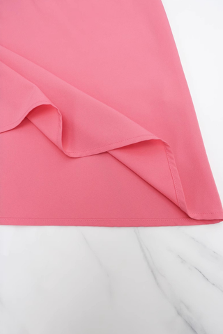 Pink Casual Solid Color Buckle Strap Design Turndown Collar Long Dresses