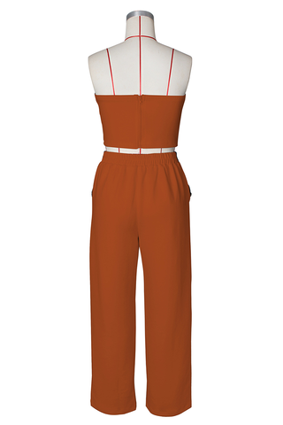 Black Casual Solid Color Buckle Strapless Sleeveless Two Pieces