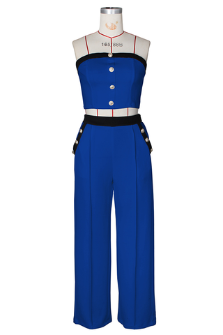 Black Casual Solid Color Buckle Strapless Sleeveless Two Pieces