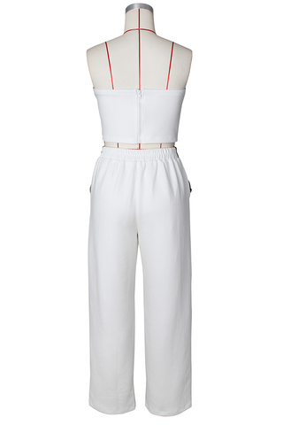 Black Casual Solid Color Buckle Strapless Sleeveless Two Pieces