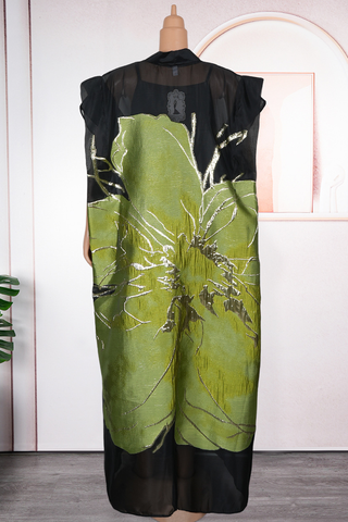 Green Casual Print Patchwork V Neck Half Sleeve Two Pieces