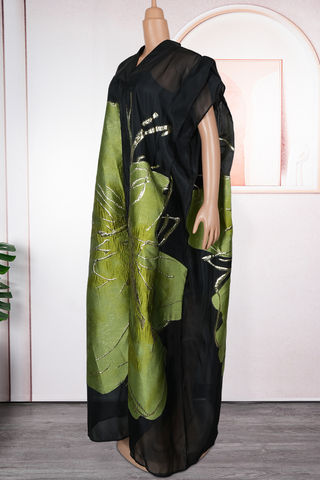 Green Casual Print Patchwork V Neck Half Sleeve Two Pieces