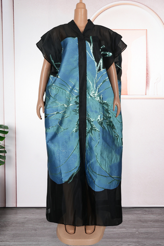 Green Casual Print Patchwork V Neck Half Sleeve Two Pieces