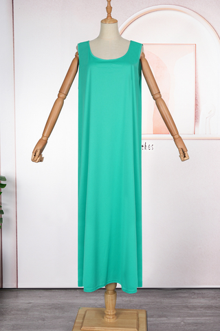 Green Casual Solid Color Lace O Neck Long Dresses