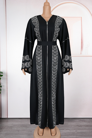 Black Casual Hot Drill Zipper V Neck Long Plus Size Overcoat