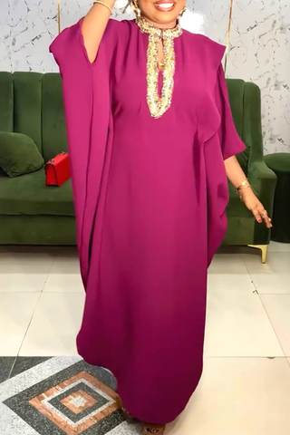 Black Casual Solid Color Hollow Out O Neck Long Dresses