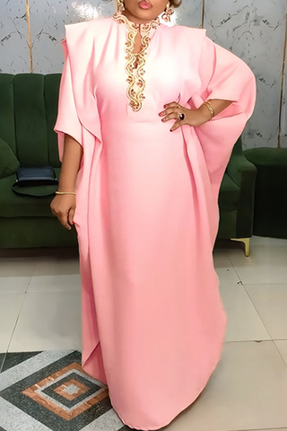 Black Casual Solid Color Hollow Out O Neck Long Dresses