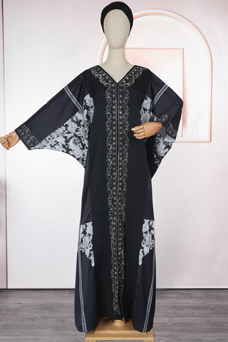 Tibetan Blue Casual Hot Drill V Neck Long Dresses