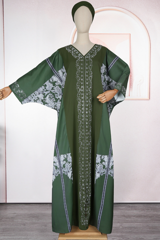 Tibetan Blue Casual Hot Drill V Neck Long Dresses