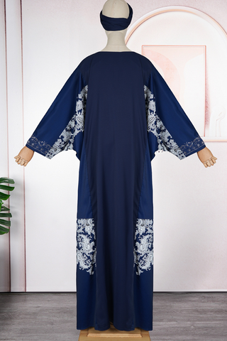 Tibetan Blue Casual Hot Drill V Neck Long Dresses