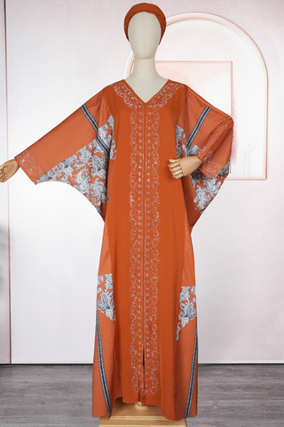 Tibetan Blue Casual Hot Drill V Neck Long Dresses