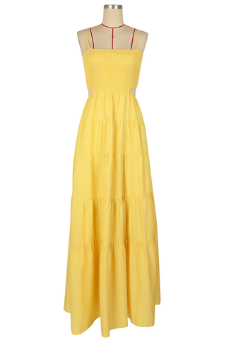 Black Casual Solid Color Hollow Out Spaghetti Strap Long Dresses