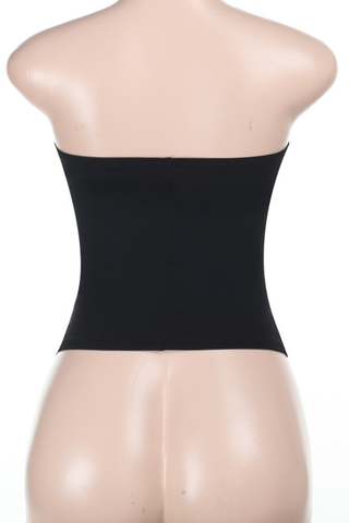 Black Sexy Solid Color Cross Straps Strapless Tops