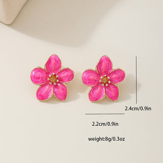 Rose Red Casual Daily Flowers Earrings