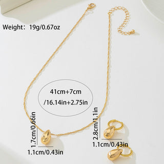 Gold Pendant Necklace And Circle Drop Earrings Set For Women