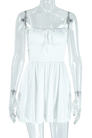 White Sexy Solid Color Backless Strap Design Spaghetti Strap Dresses