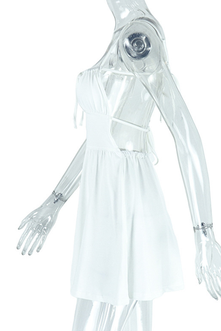 White Sexy Solid Color Backless Strap Design Spaghetti Strap Dresses