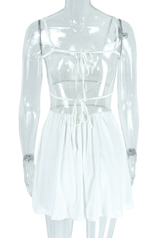 White Sexy Solid Color Backless Strap Design Spaghetti Strap Dresses