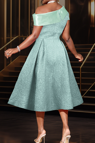 Pink Prom Solid Color Patchwork Oblique Collar Evening Dresses