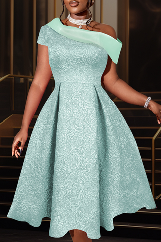 Pink Prom Solid Color Patchwork Oblique Collar Evening Dresses